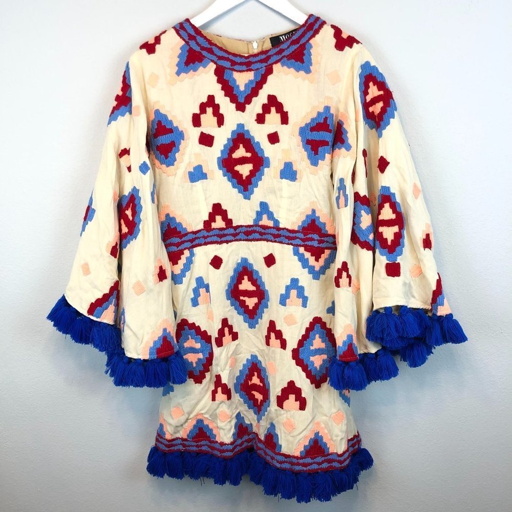 All Things Mochi Isula Embroidered Tassel Dress sz S